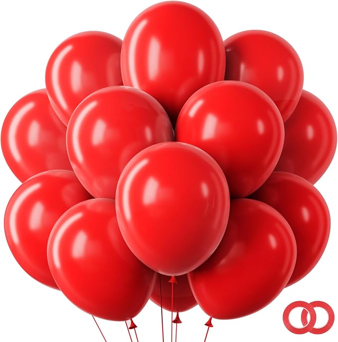 RUBFAC Red Balloons 65pcs, 12 Inch Party Balloon by RUBFAC