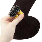 YoungSee Nano Ring Hair Extensions Dark Brown Nano Bead Hair Extensions Human Hair Darkest Brown Silky Nano-Linked Hair Extension Human Hair 18inch Nanos Hair Extension for Date 50s 50g