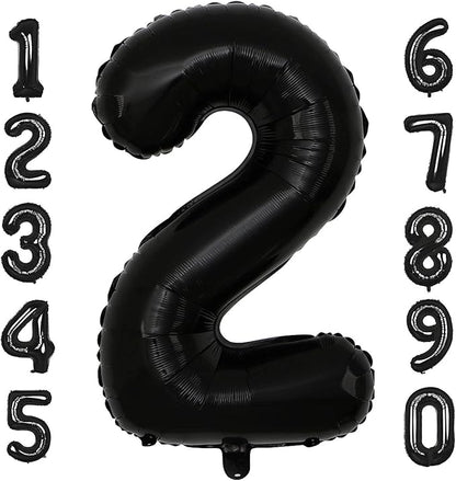 40 Inch Black Number 2 Balloons Helium Giant Black 2 Balloons by LHOAVWE