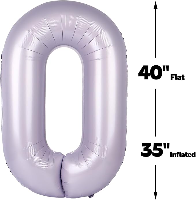 Lilac Number 0 Balloon 40 inch, Lavender Birthday Party Balloons Decorations | - Image 3
