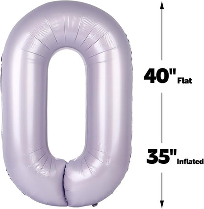 Lilac Number 0 Balloon 40 inch, Lavender Birthday Party Balloons Decorations | - Image 3