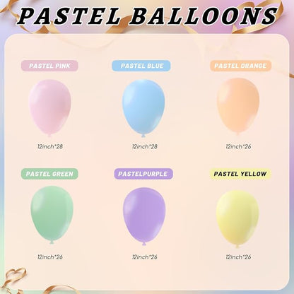 160 Pack Pastel Balloons 12 Inch Pastel Rainbow Multicolor Macaron Balloons - Image 2