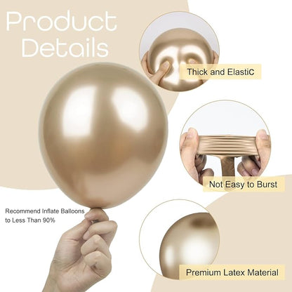 Ouddy Party 129Pcs Chrome Gold Balloons Different Sizes - Image 3