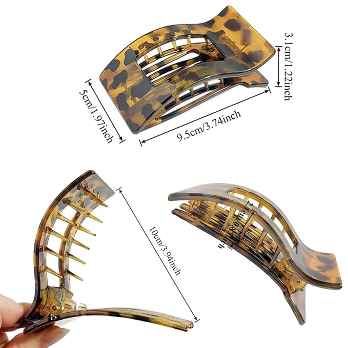 8PCS Rectangle Flat Hair Clips 3.74' Stylish Medium Barrettes for Women Girls Strong Hold Lying Down French Duckbill Claw Styling Hair Accessories for Thin Thick Hair