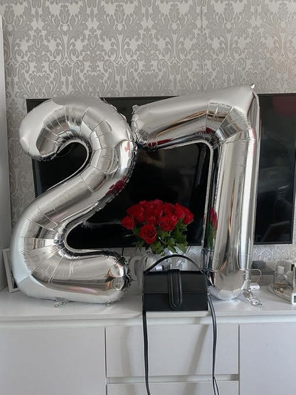27 Balloon Number 40 Inch Silver Balloons - Image 2