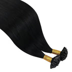YoungSee U Tip Hair Extensions Black UTip Hair Extensions Human Hair Jet Black 18In Utip Keratin Hair Extension Remy Hair K-Tips Hair Extension Comfortable and Soft Hair for Daily 50s/50g