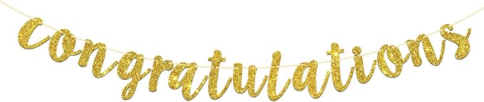 Gold Glitter Congratulations Banner by Talorine