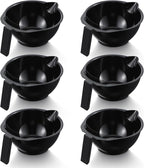 Hair Dye Bowl Set - 6 Black Hair Color Mixing Bowls with Measurements, Pour Spout, Handle & Combed Edge - Reusable Salon Hair Coloring Bowls for Professional or Home Use ﻿