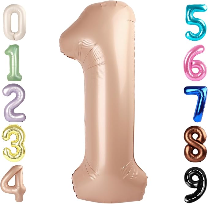 1 Balloon Number 40 Inch Light Brown Balloons by Mluchee