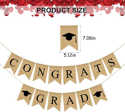 Congrats Grad Burlap Graduation Banner 2026 Congrats Grad Banner Garland No DIY - Image 5
