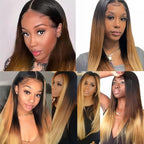 Ombre Straight Bundles Human Hair T1b427 Bundle Peruvian Virgin Remy Bundle Hair Weave 22 24 26 Inch 3 Tone Brown And Honey Blonde Bundles Hair Extensions