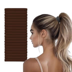 20pcs Thick Seamless Hair Ties for Curly Heavy and Long Hair - Hair Elastics for Women Men Girls Big Pony tails Holders Updos & Braids For All Hair Types No Damage No Tangle & No Breakage