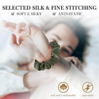 Mulberry Silk Hair Scrunchies, 5 Count, 100% Silk, No Damage for Frizz Prevention, Sleep and Night Scrunchie, Hair Accessories for Women (Peacock Blue, Metallic Gray, Army Green, Black, Pink)