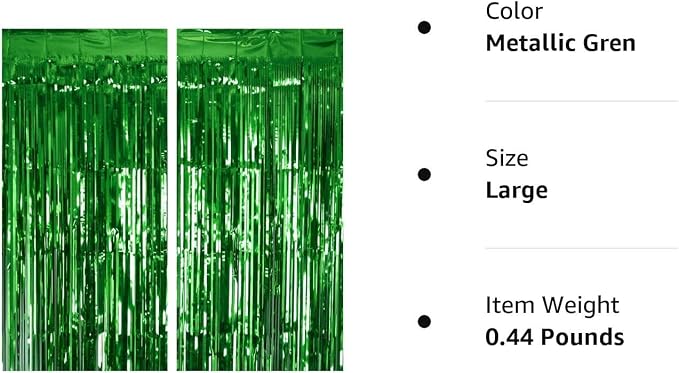 2 Pack Green Tinsel Curtain Party Backdrop, 3.2Ft x 8.2Ft Metallic Tinsel Foil - Image 9