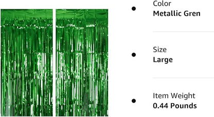 2 Pack Green Tinsel Curtain Party Backdrop, 3.2Ft x 8.2Ft Metallic Tinsel Foil - Image 9