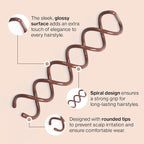Kitsch Spiral Bobby Pins for Girls and Women - Hair Bun Maker | Rounded Tips, Chip-Resistant Bun Twist Spiral Hair Pins | Secure Hold All-Day | Ideal Gifts for Women - 3Pcs, Brown
