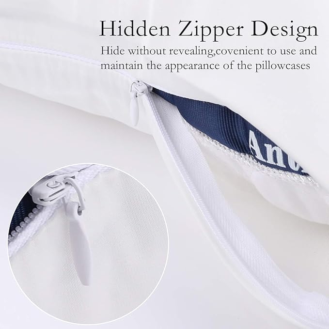 Silk Pillowcase for Hair and Skin 2 Pack 100% Mulberry Silk Bed Pillowcase Hypoallergenic Soft Breathable Both Sides Silk Pillow Case with Hidden Zipper, Standard Size Pillow Cases (White)