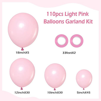 FOTIOMRG 110pcs Light Pink Balloon Garland Arch Kit, 18-12-10-5 inch Pink Latex - Image 2