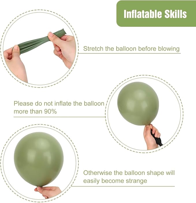 RUBFAC Sage Green Balloons 87pcs Different Sizes 18 12 10 5 Inches, Olive Green - Image 3