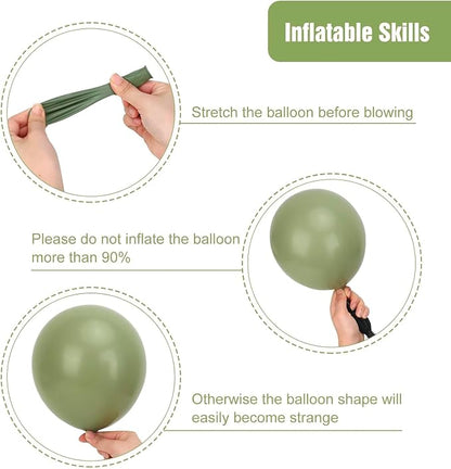 RUBFAC Sage Green Balloons 87pcs Different Sizes 18 12 10 5 Inches, Olive Green - Image 3