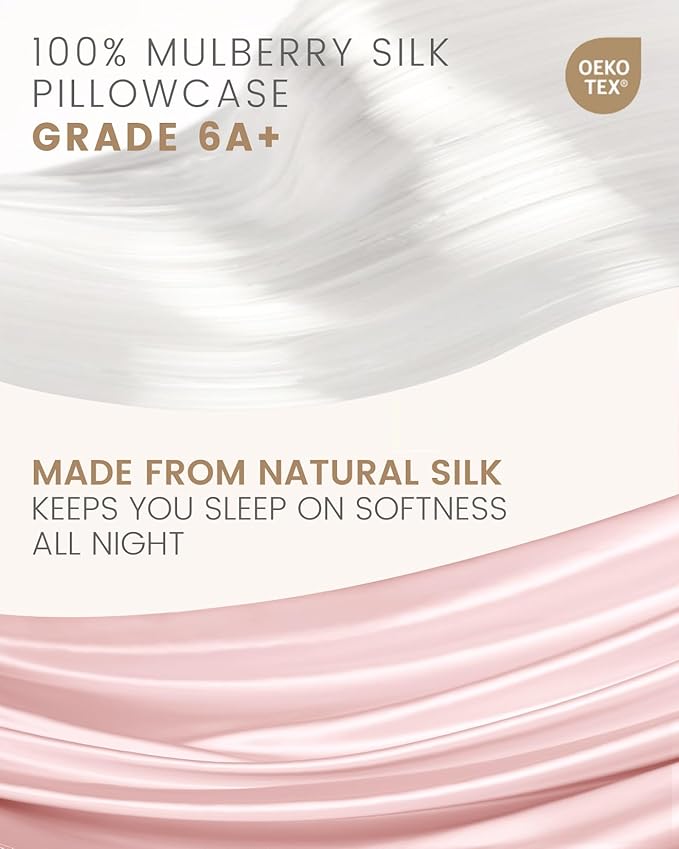 THXSILK 100% Mulberry Silk Pillowcase for Hair and Skin, Grade 6A+ Dual-Sided Silk Pillow Case with Hidden Zipper, King Size 20"x36" Silk Pillow Case, 1pc, Light Pink