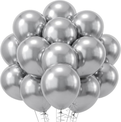 RUBFAC Silver Balloons 120pcs 12 Inch, 2026 International Football Game Decor by RUBFAC