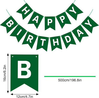 Hooqict Happy Birthday Banner Dark Green Birthday Party Decorations Green Party - Image 2