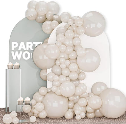 PartyWoo Pearl Sand Balloons 140pcs White Beige Cream Ivory Color | Different by PartyWoo