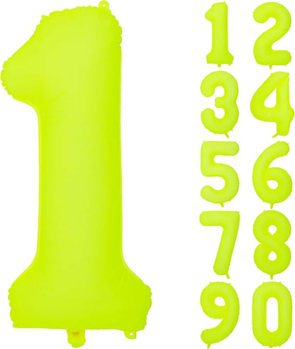 40 IN Fluorescent Yellow Number 1 Balloon Neon Yellow 1 Foil Balloon | by YOIOZAIZAI