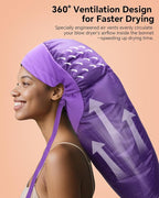 Hair Dryer Bonnet for Women, Large Bonnet Hooded Hair Dryer Attachment for Speeding Up Drying Time & Deep Conditioning, Fits All Head Sizes & Hair Styles, Purple (Large)