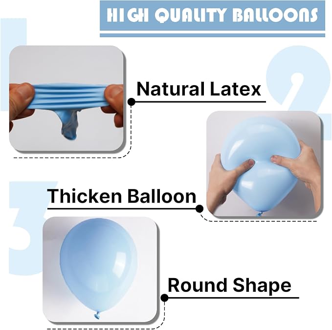 PartyWoo Baby Blue Balloons 50pcs Light Pastel Sky Aqua Blue Color | 5 Inch - Image 6