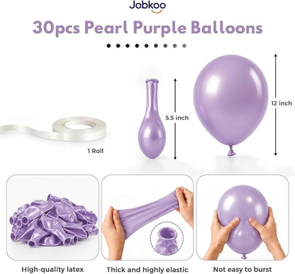 Jobkoo Pearl Purple Balloons 12 inch, Pastel Light Purple Party Balloon | - Image 2