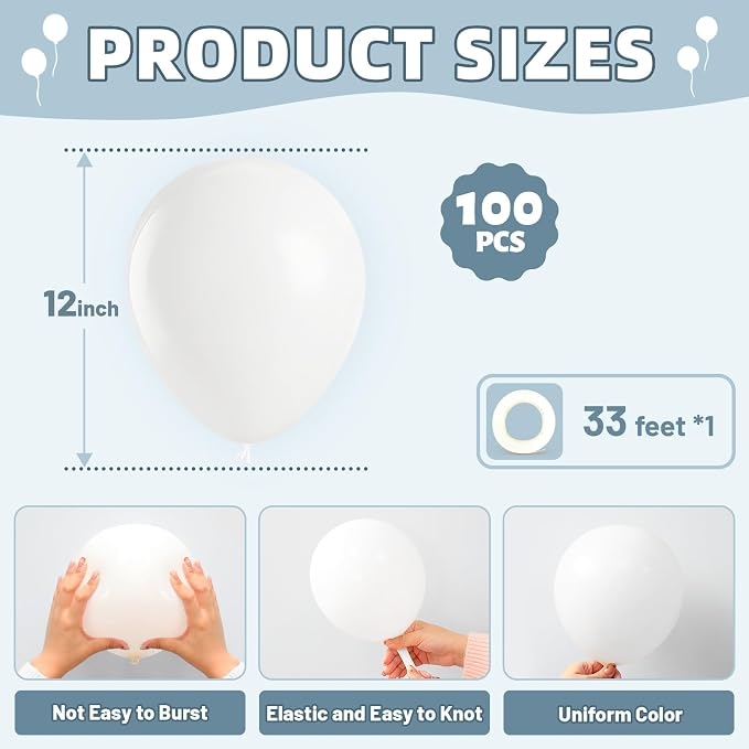 LOLStar White Balloons, 12 inch, Latex Round | Birthday, Engagement, Baby Shower - Image 2