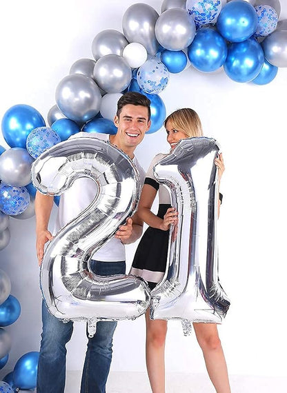 Silver 21 Number Balloons Big Giant Jumbo Large Number 21 Foil Mylar Balloons - Image 4