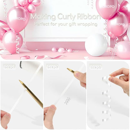 600 Yards White Curling Ribbon for Gift Wrapping, 1/5 Inch White Balloon String - Image 3