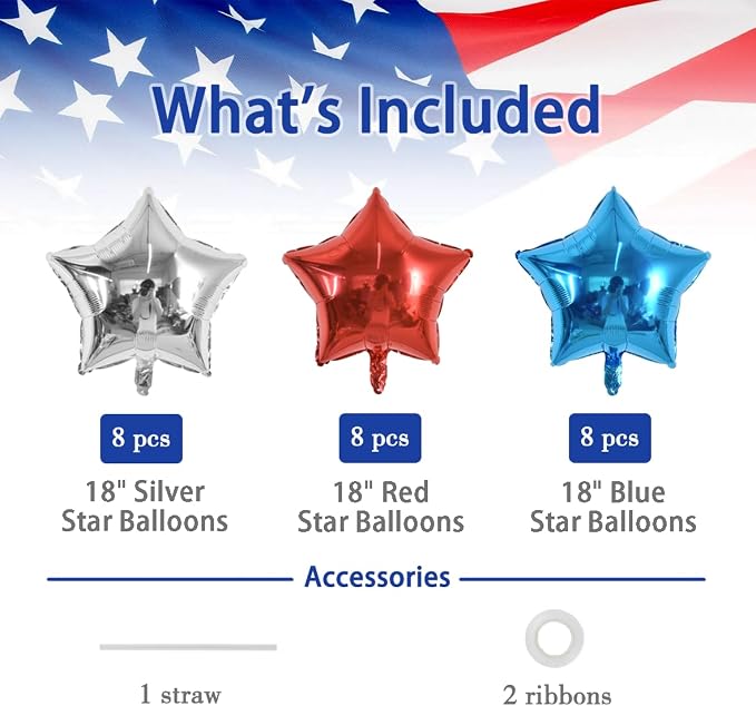 TONIFUL 24 Pcs Star Shaped Balloons 18 Inch Large Blue Silver Foil Balloons | - Image 2