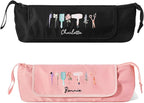 callie Custom Hair Tools Travel Bag, Personalized Portable Hair Accessories Organizer Case Storage Pouch with Heat Resistant Mat, Birth Flower Gifts for Women Men, 18" x 4.7" × 5.9"