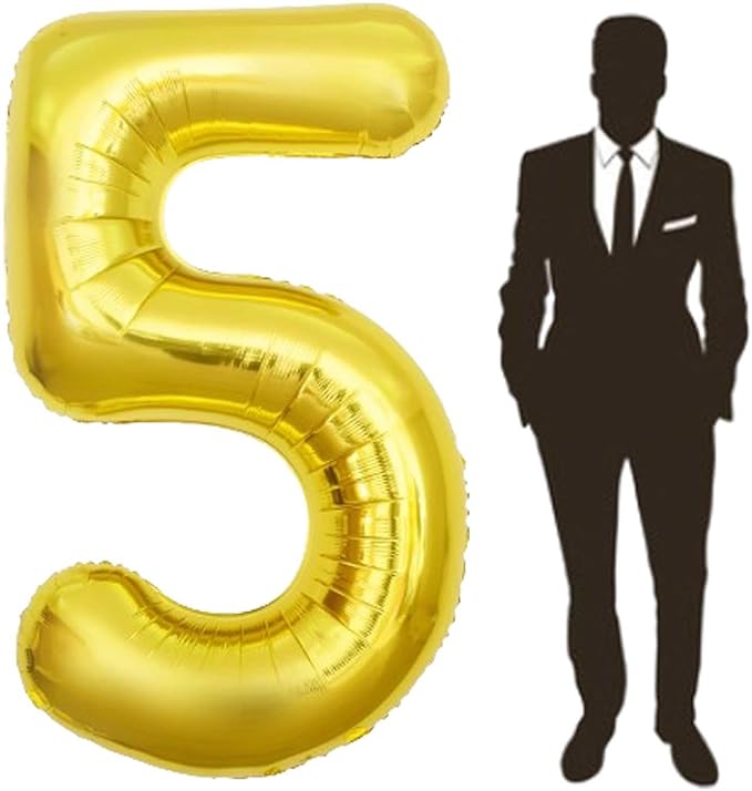 65 Inch Giant gold Foil Number Balloon, Old Children's Birthday Party Helium by Yimenbloon