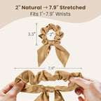 THXSILK 100% Mulberry Silk Bow Scrunchies 3-Pack, 22 Momme Mulberry Silk Hair Ties for Women, Cute Bunny Ear No Damage Ponytail Holders, Fashion Hair Accessories for Girls(M, Metallic Gold)