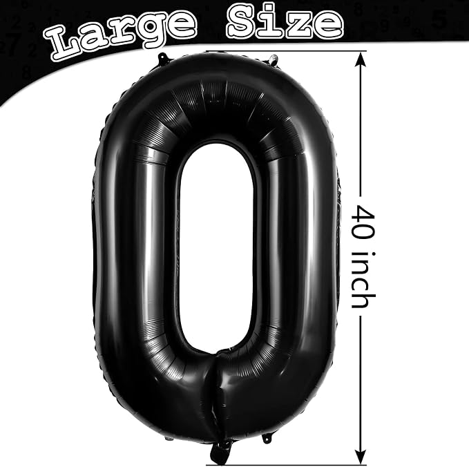 Black Number 0 Balloons 40 Inch Large Foil Balloons, Giant Number Balloon - Image 2