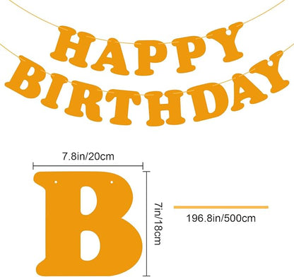 Orange Happy Birthday Banner Birthday Party Decorations Sign Birthday Backdrop - Image 2