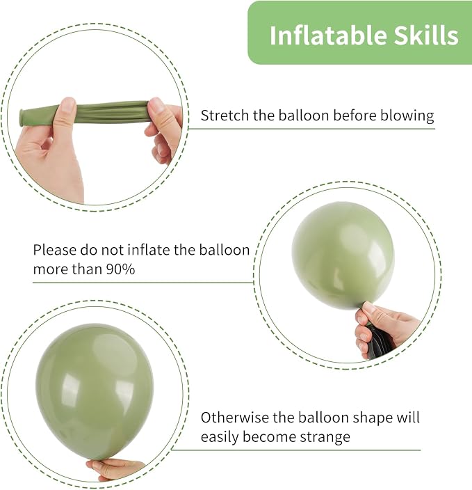 RUBFAC Sage Green Balloons, Baby Shower, Eucalyptus Party Decorations - Image 3