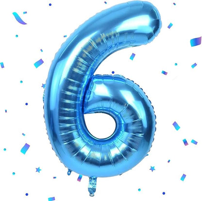 40 inch Blue Number Balloon Giant Foil Helium Balloons Blue Number 6 Balloon by Yeodong