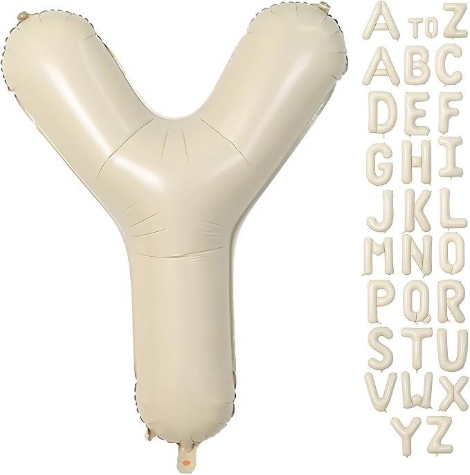 Cream Letter Y Balloons, 40 Inch Balloons Letter Y Mylar Helium Large Y Balloon by BBPOOL