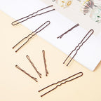 200 Pcs Brown Wave-Shaped and U-Shaped Bobby Pins Mix Metal Hair Pins Hair Accessories for Women Stylists Hair Sticks Girl