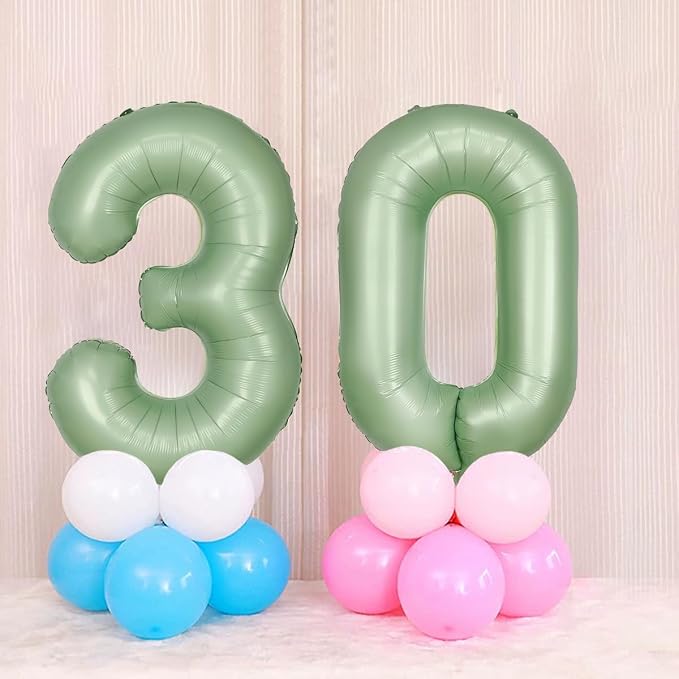 40 Inch Green Number Balloon 0 Olive Green Foil Balloon Sage Green 0 Balloons - Image 4