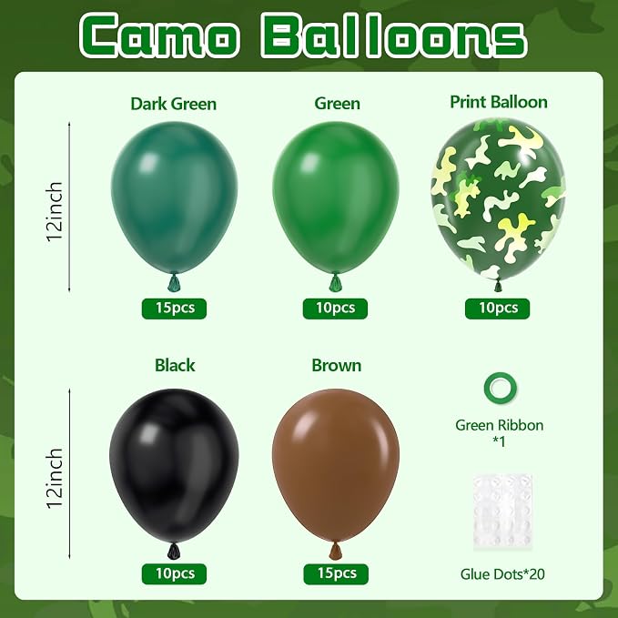 60pcs 12inch Camo Balloons - Image 2