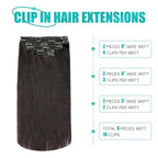 SURNEL Clip in Hair Extensions Human Hair, Natural Black Clip in Hair Extensions 20 Inch 120g 6pcs(#1B,20'')
