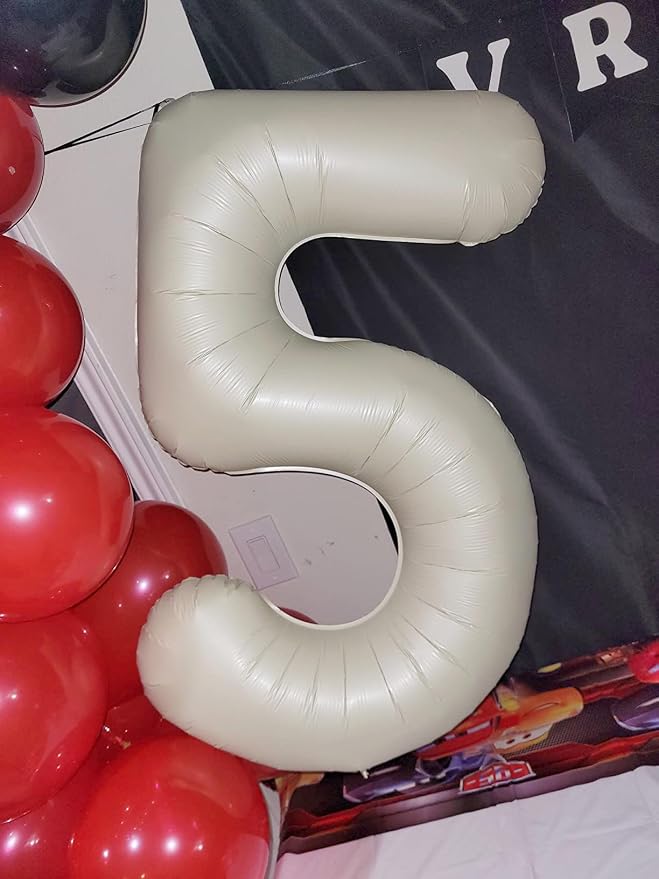 5 Balloon Number 40 Inch Cream Balloons - Image 2