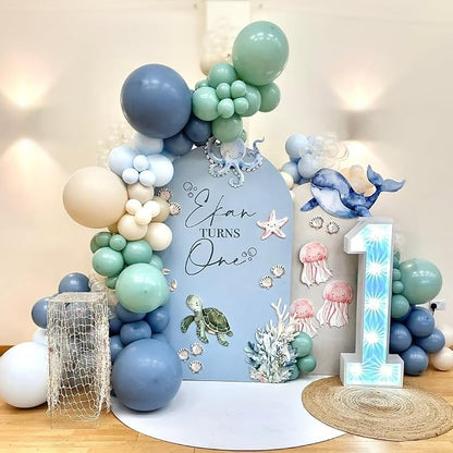 Under The Sea Balloons, 12 Inch Ocean Blue Balloons Metallic Blue Teal and - Image 9